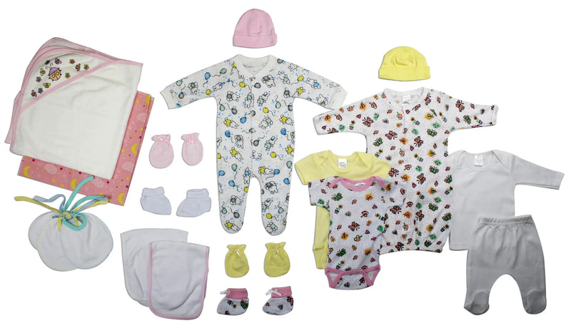 An image displaying Newborn Baby Girl 19 Piece Baby Shower Gift Set by Bambini