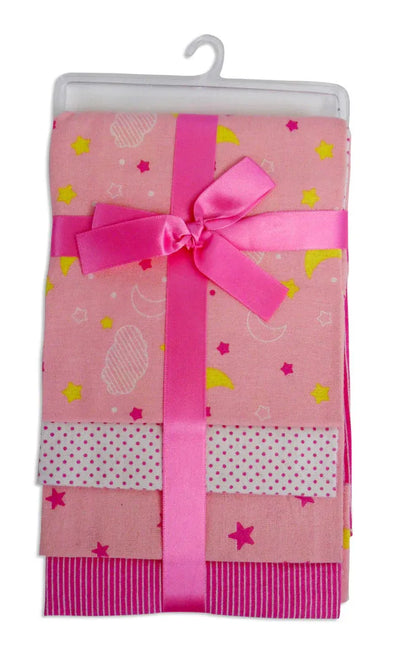 An image displaying Pink Four Pack Receiving Blanket - 4 Pack by Bambini