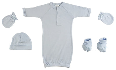 An image displaying Preemie Gown, Cap, Mittens And Booties - 4 Piece Set by Bambini
