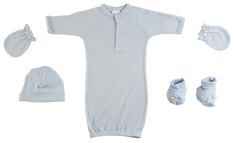 An image displaying Preemie Gown, Cap, Mittens And Booties - 4 Piece Set by Bambini