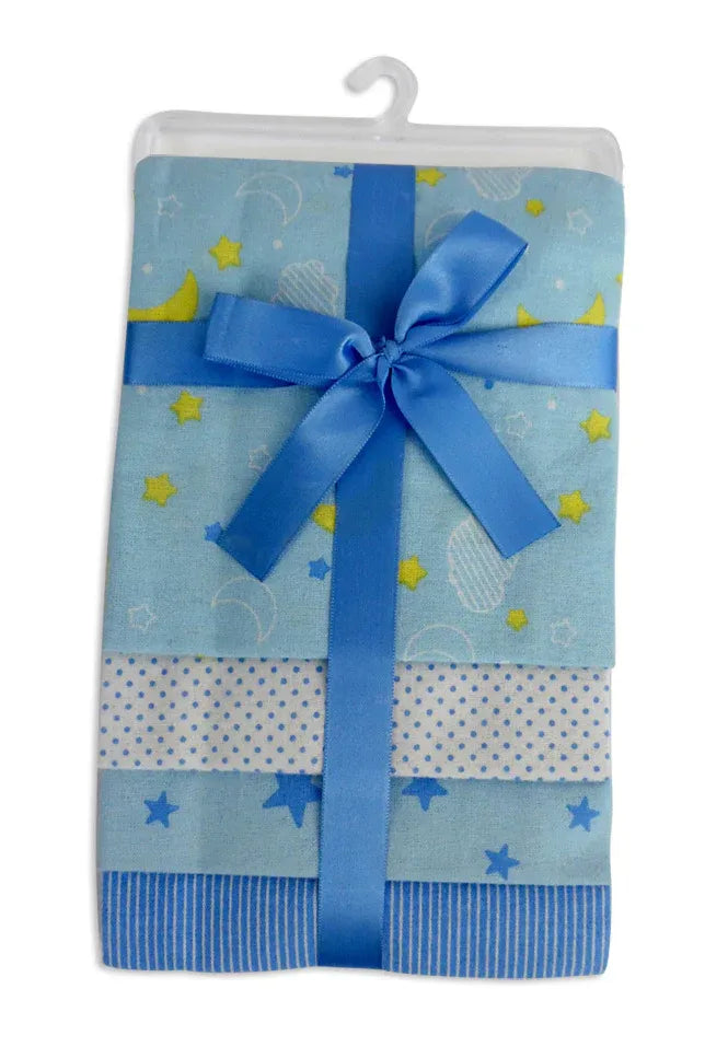 An image displaying Blue Four Pack Receiving Blanket - 4 Pack by Bambini