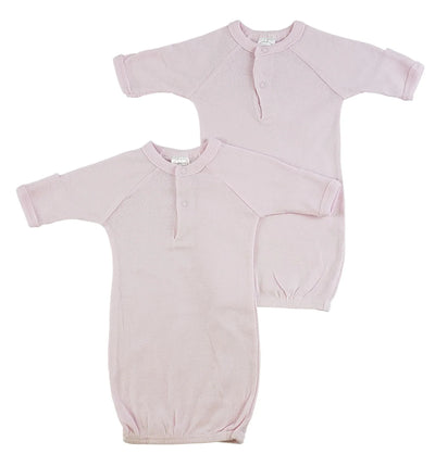 An image displaying Preemie Solid Pink Gown - 2 Pack by Bambini