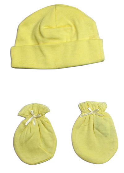 An image displaying Unisex Baby Cap And Mittens 2 Piece Set by Bambini