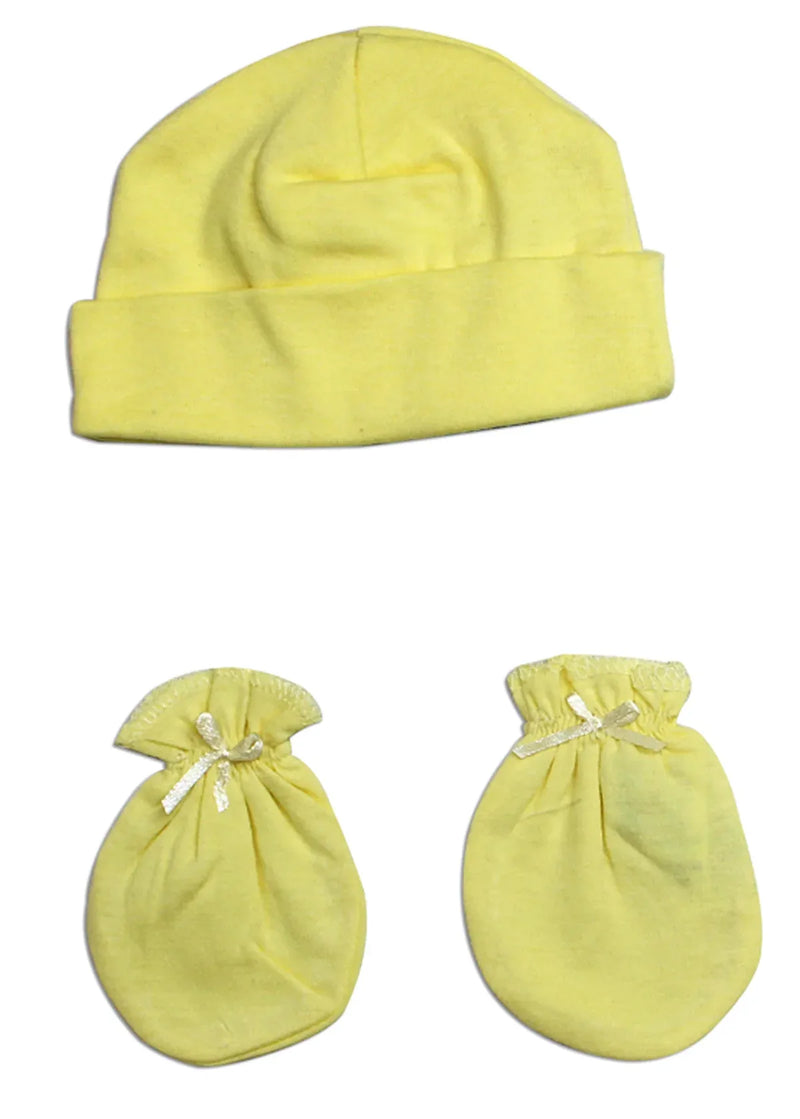 An image displaying Unisex Baby Cap And Mittens 2 Piece Set by Bambini