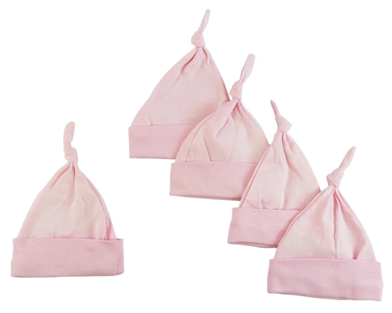 An image displaying Pink Knotted Baby Cap (pack Of 5) by Bambini