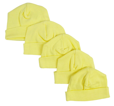 An image displaying Yellow Baby Cap (pack Of 5) by Bambini