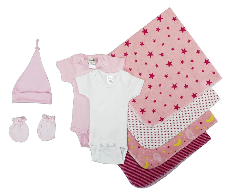 An image displaying Essential Newborn Baby Girl 8 Piece Set by Bambini