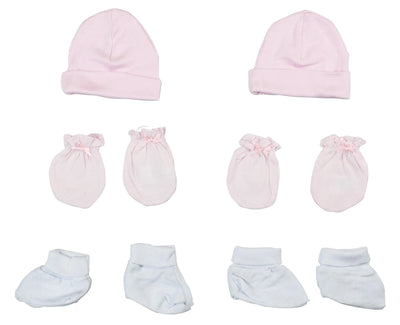 An image displaying Girls Cap, Booties And Mittens 6 Piece Set by Bambini
