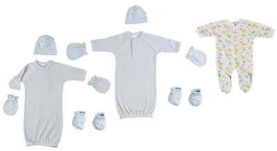 An image displaying Preemie Boys Sleep-n-play, Gowns, Caps, Booties And Mittens by Bambini