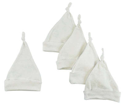 An image displaying White Knotted Baby Cap (pack Of 5) by Bambini