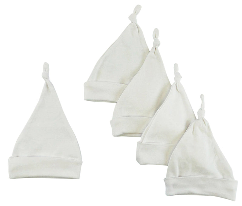 An image displaying White Knotted Baby Cap (pack Of 5) by Bambini