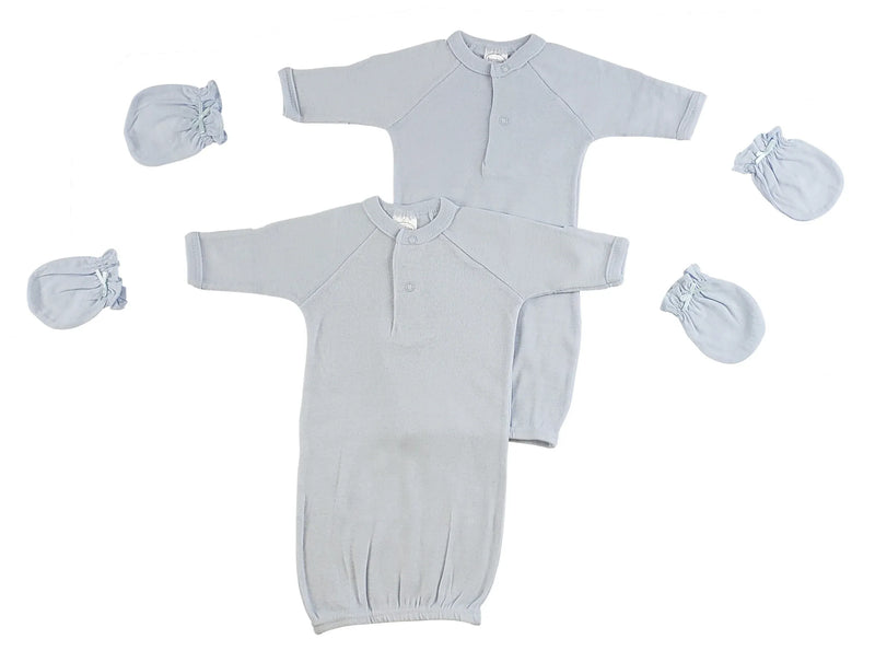 An image displaying Preemie Boys Gowns And Mittens by Bambini