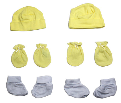 An image displaying Unisex Cap, Booties And Mittens 6 Piece Set by Bambini