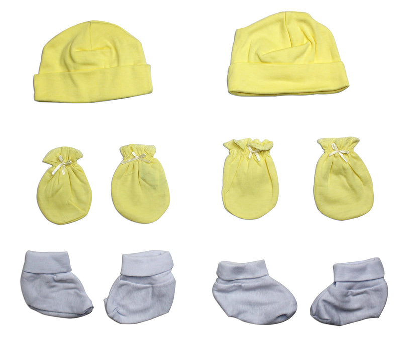 An image displaying Unisex Cap, Booties And Mittens 6 Piece Set by Bambini