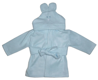 An image displaying Fleece Robe With Hoodie Blue by Bambini