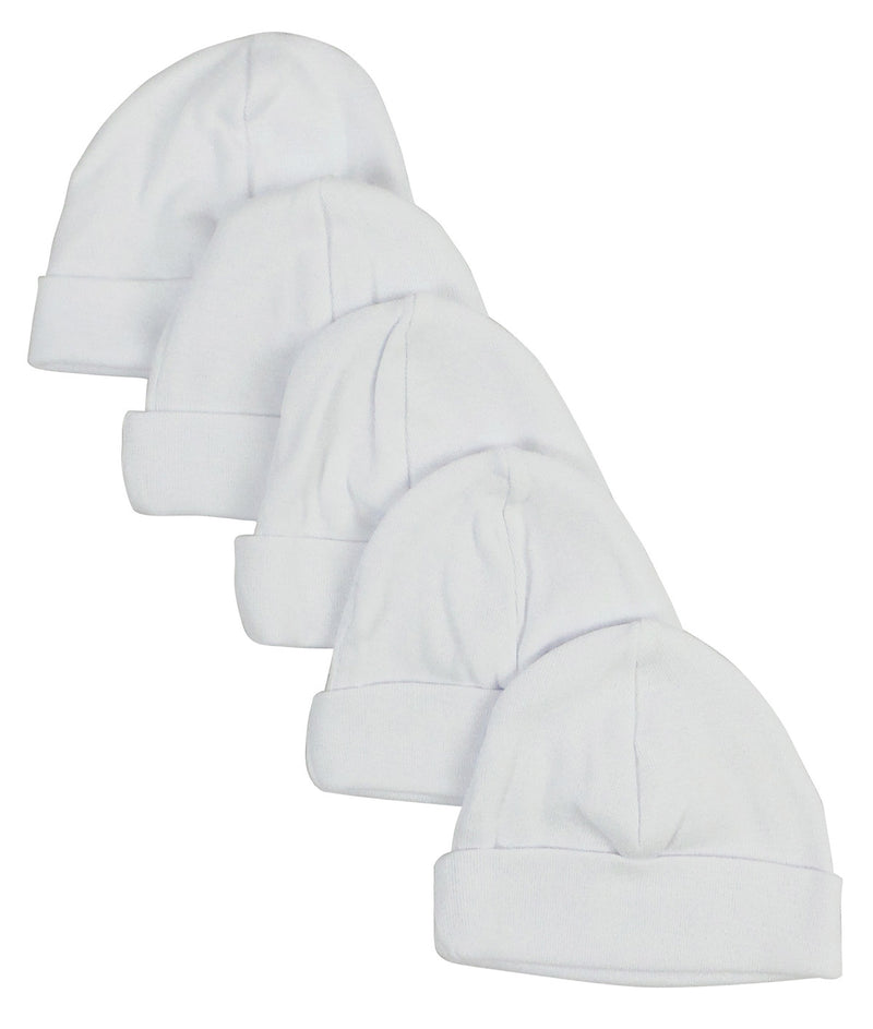 An image displaying White Baby Cap (pack Of 5) by Bambini