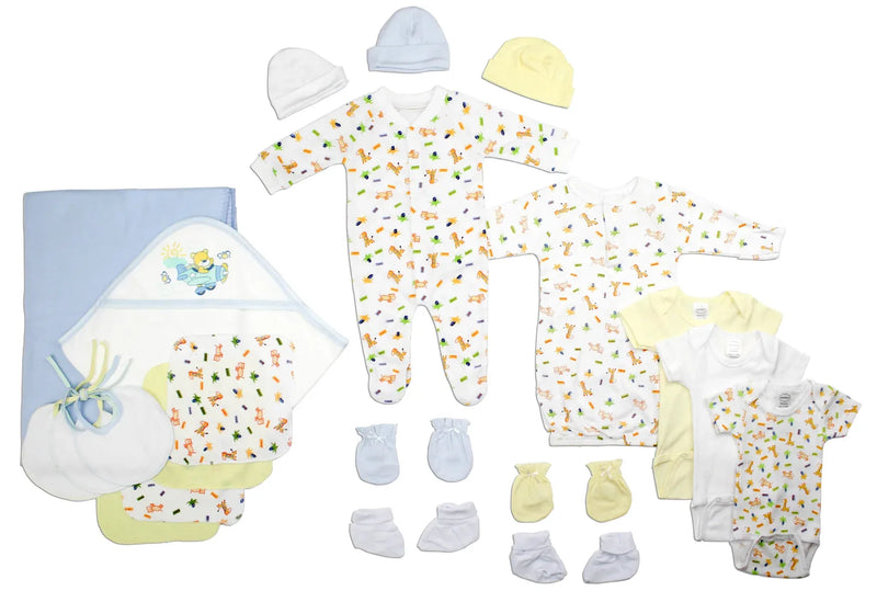 An image displaying Newborn Baby Boys 21 Piece Baby Shower Gift Set by Bambini