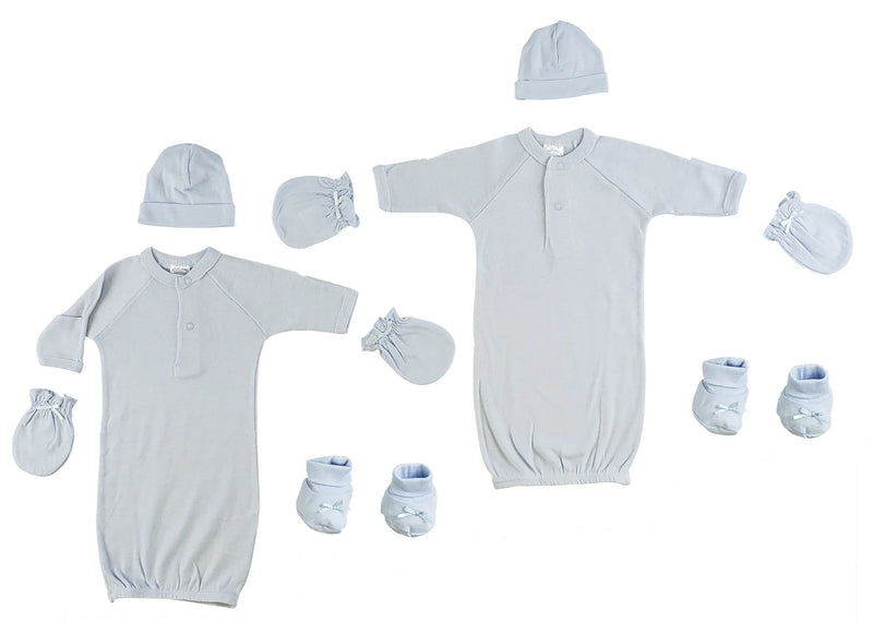 An image displaying Preemie Boys Gowns, Caps, Booties And Mittens by Bambini