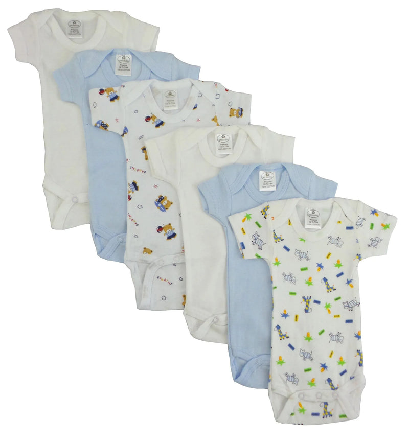 An image displaying Preemie Boys Short Sleeve Printed 6 Pack by Bambini