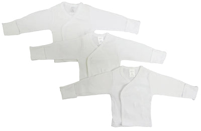 An image displaying Preemie Long Sleeve Side Snap With Mittens - 3 Pack by Bambini