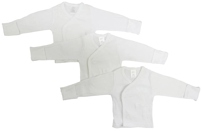 An image displaying Preemie Long Sleeve Side Snap With Mittens - 3 Pack by Bambini