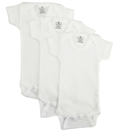 An image displaying White Short Sleeve One Piece 3 Pack by Bambini