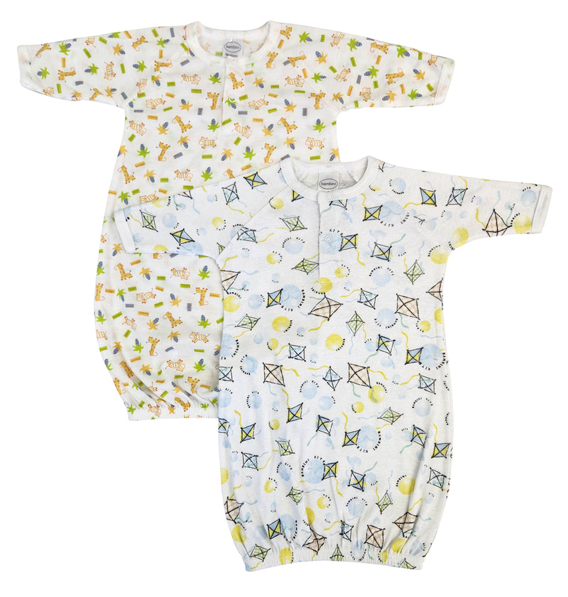 An image displaying Unisex Newborn Baby 2 Piece Gown Set by Bambini