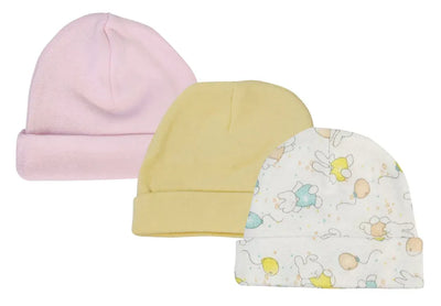 An image displaying Girls Baby Caps (pack Of 3) by Bambini