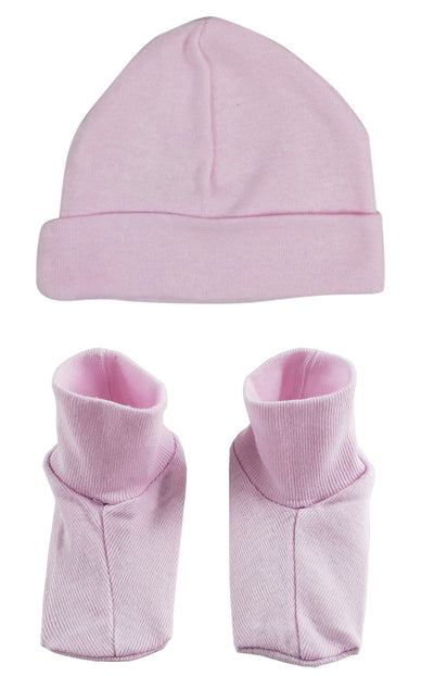 An image displaying Baby Cap & Bootie Set - Pink by Bambini