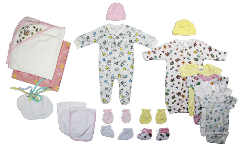 An image displaying Newborn Baby Girls 20 Piece Baby Shower Gift Set by Bambini