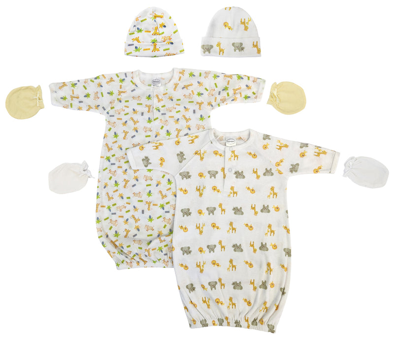 An image displaying Unisex Newborn Baby 6 Piece Gown Set by Bambini