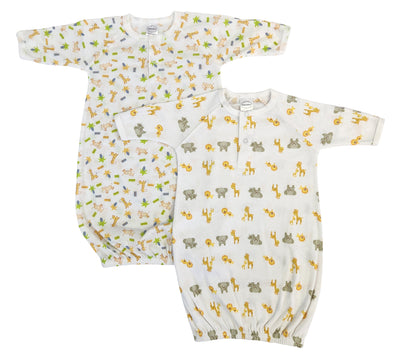An image displaying Unisex Newborn Baby 2 Piece Gown Set by Bambini