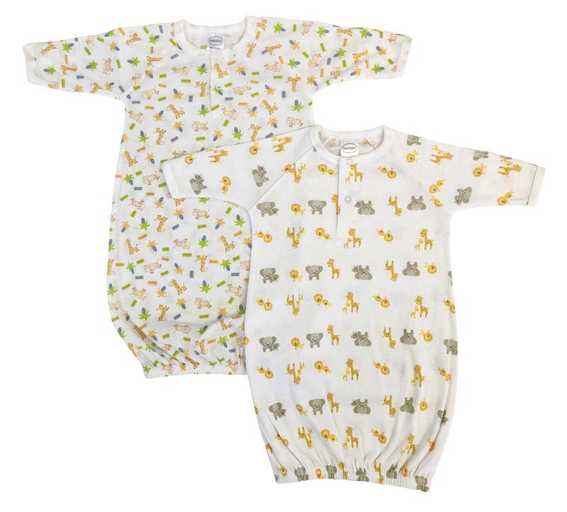 An image displaying Unisex Newborn Baby 2 Piece Gown Set by Bambini