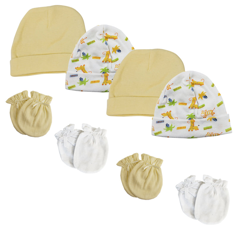 An image displaying Baby Boy, Baby Girl, Unisex Infant Caps And Mittens (pack Of 8) by Bambini