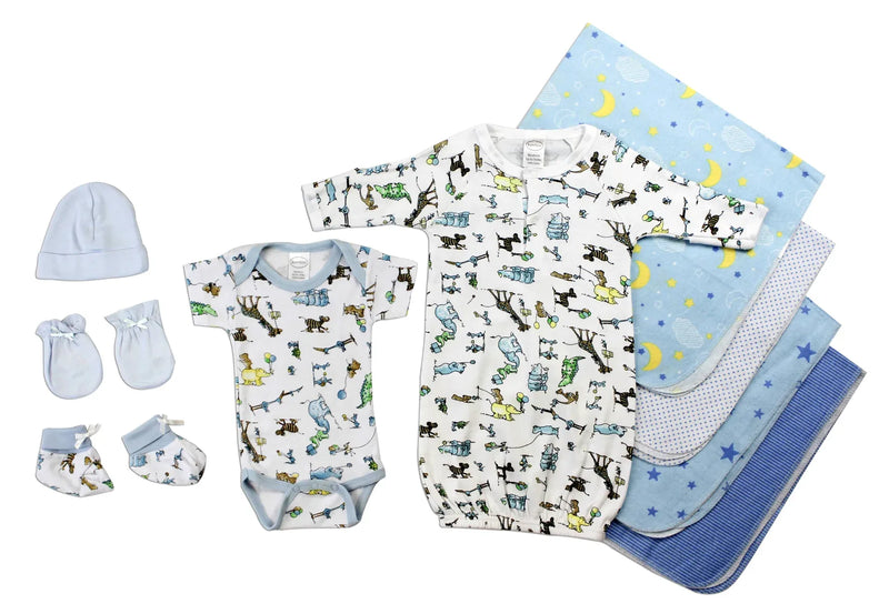 An image displaying Newborn Baby Boys 9 Piece Baby Shower Gift Set by Bambini