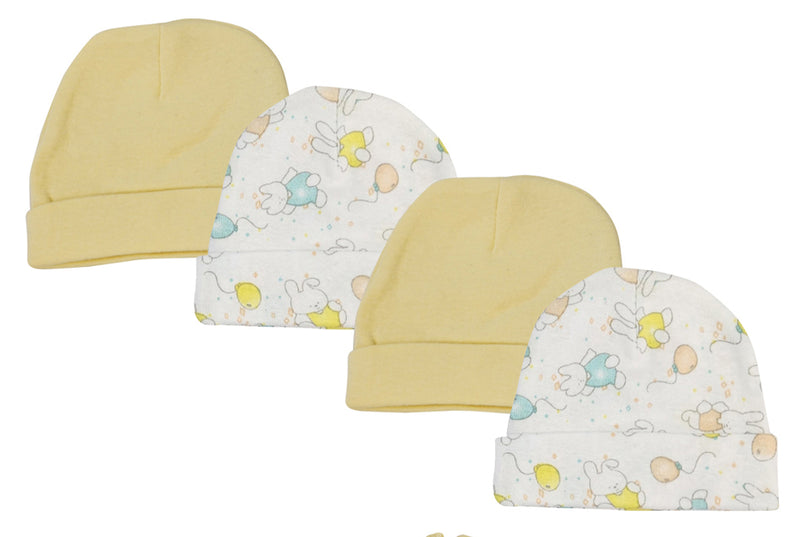 An image displaying Baby Boy, Baby Girl, Unisex Infant Caps (pack Of 4) by Bambini