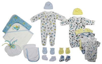 An image displaying Newborn Baby Boy 19 Piece Baby Shower Gift Set by Bambini