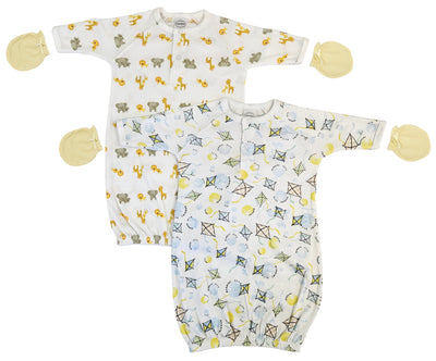 An image displaying Unisex Newborn Baby 4 Piece Gown Set by Bambini