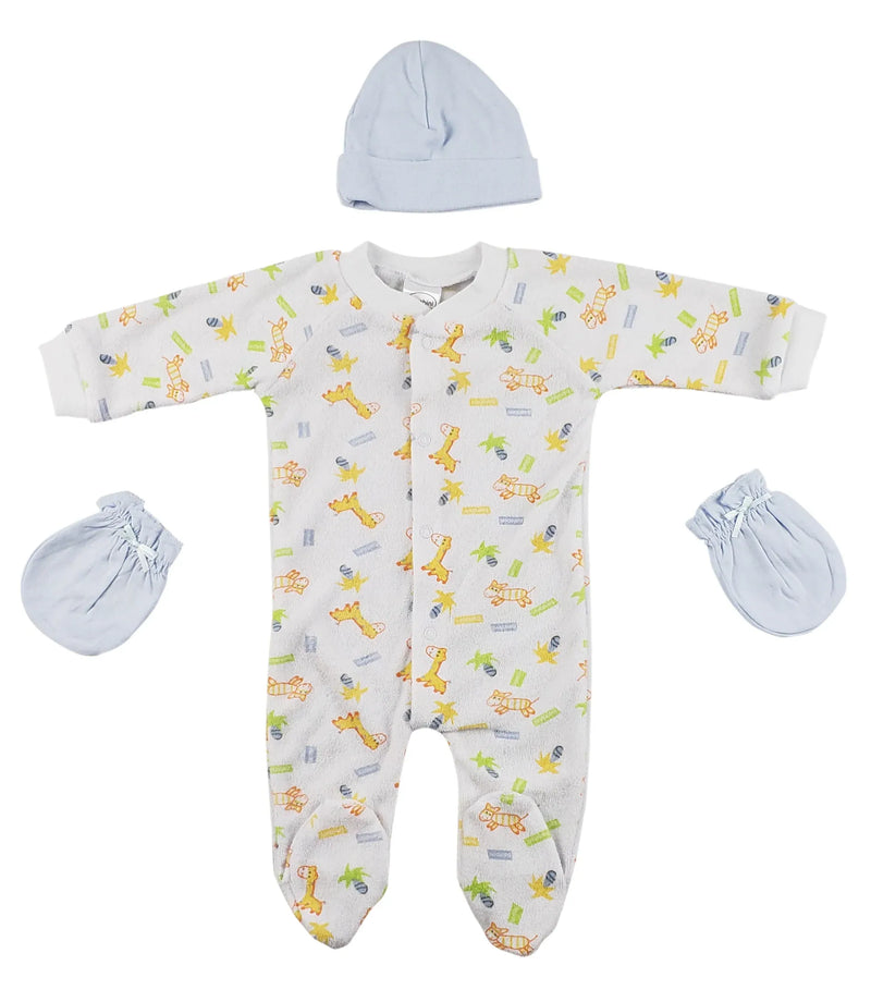 An image displaying Sleep-n-play, Cap And Mittens - 3 Piece Set by Bambini