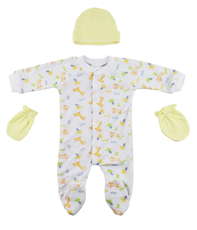 An image displaying Sleep-n-play, Cap And Mittens - 3 Piece Set by Bambini