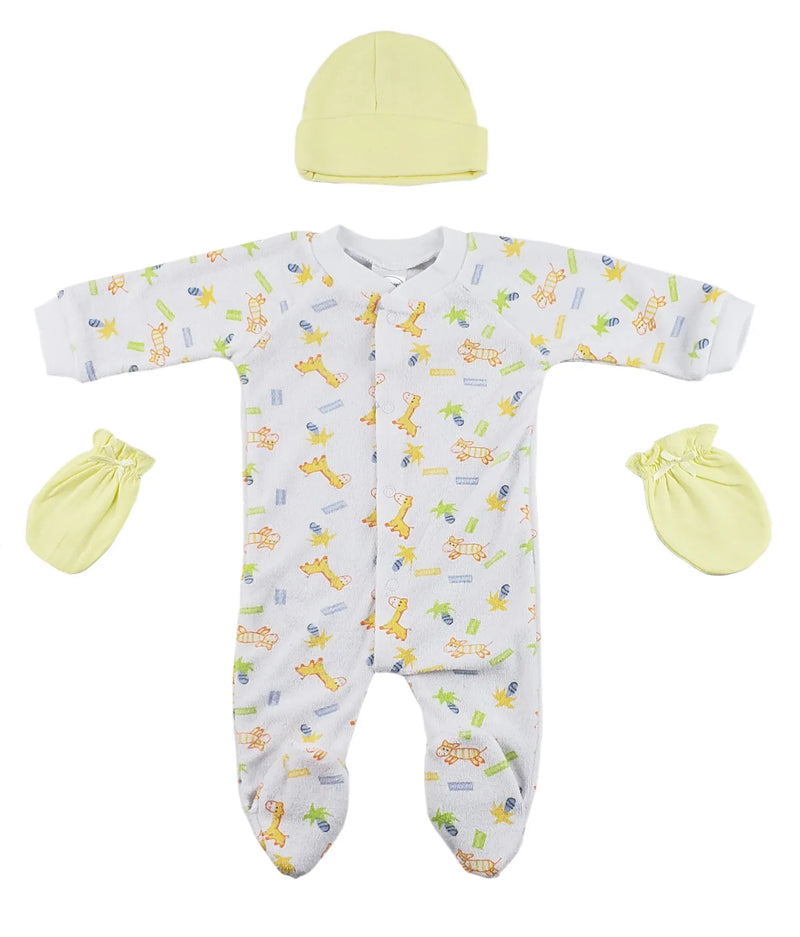 An image displaying Sleep-n-play, Cap And Mittens - 3 Piece Set by Bambini