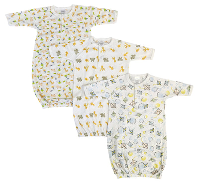 An image displaying Unisex Newborn Baby 3 Piece Gown Set by Bambini