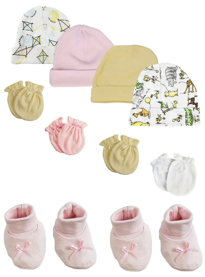 An image displaying Preemie Baby Girl Caps With Infant Mittens And Booties - 10 Pack by Bambini