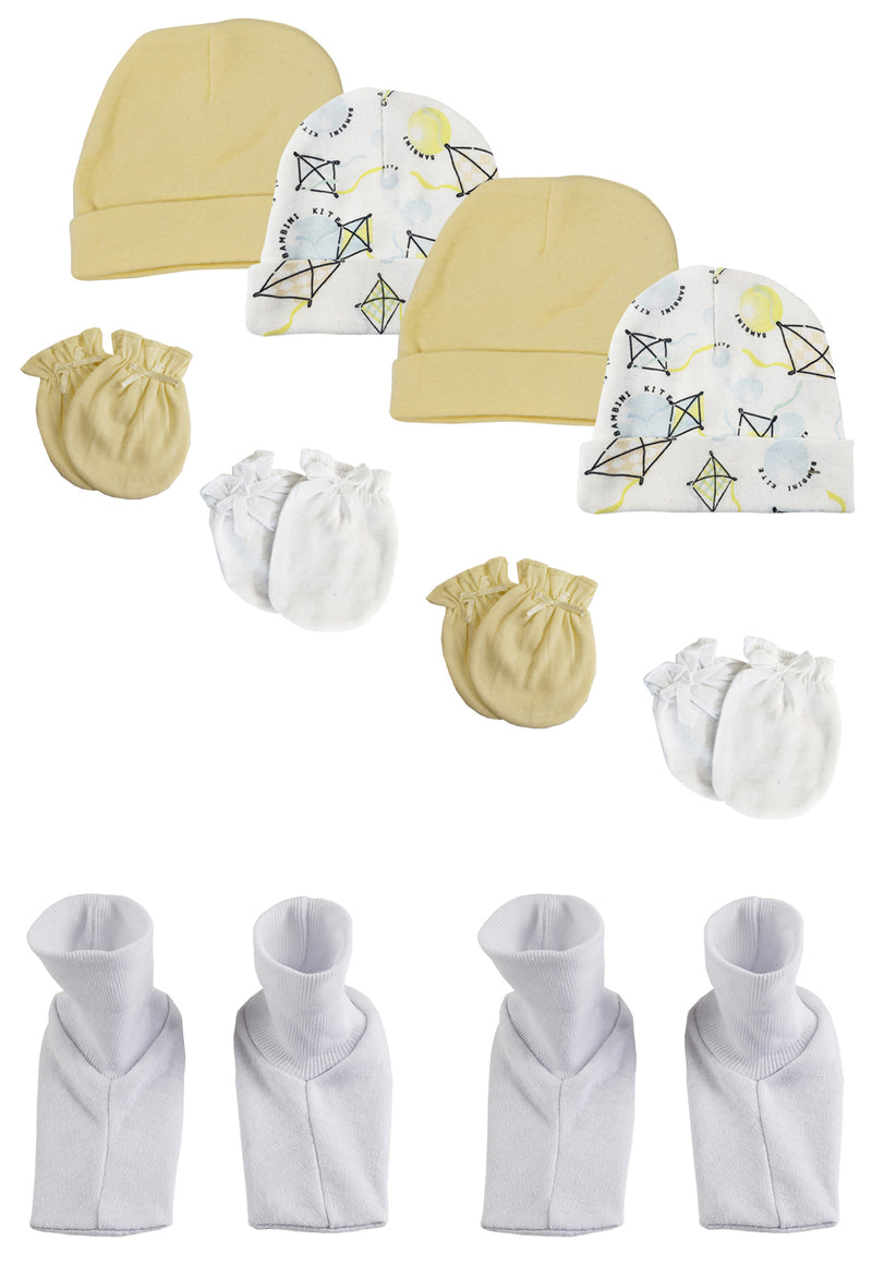 An image displaying Baby Boy, Baby Girl, Unisex Infant Caps, Booties And Mittens (pack Of 10) by Bambini