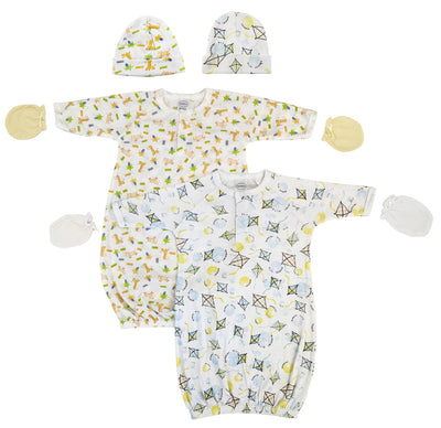 An image displaying Unisex Newborn Baby 6 Piece Gown Set by Bambini