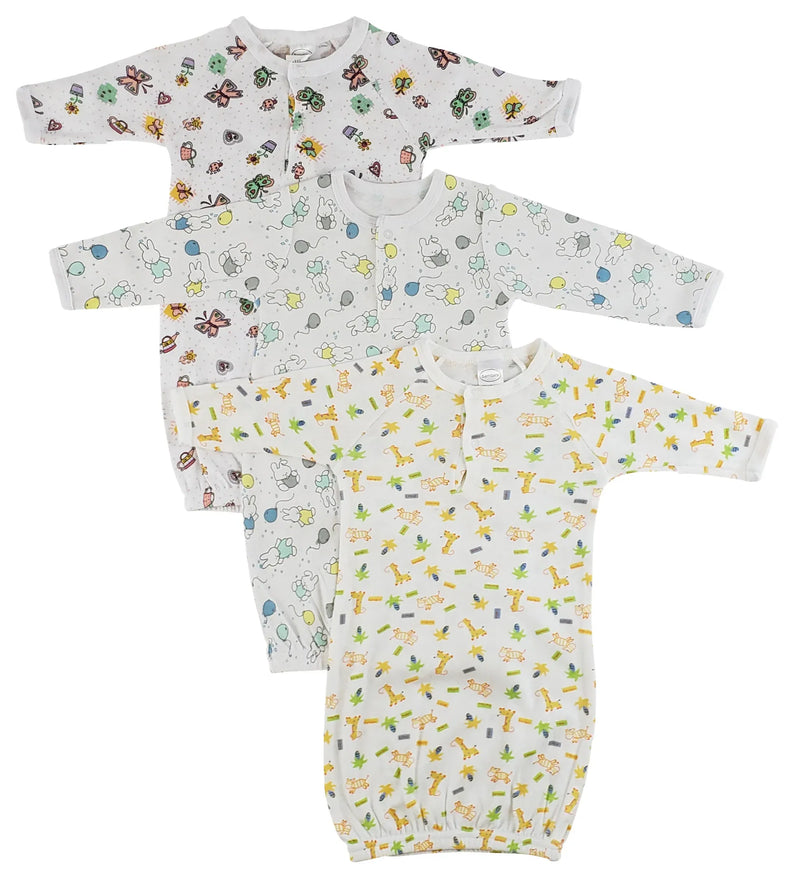 An image displaying Girls Print Infant Gowns - 3 Pack by Bambini