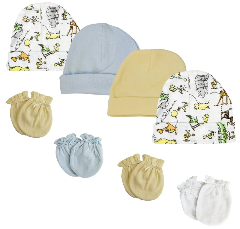 An image displaying Boys Baby Caps And Mittens (pack Of 8) by Bambini