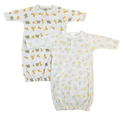 An image displaying Unisex Newborn Baby 2 Piece Gown Set by Bambini
