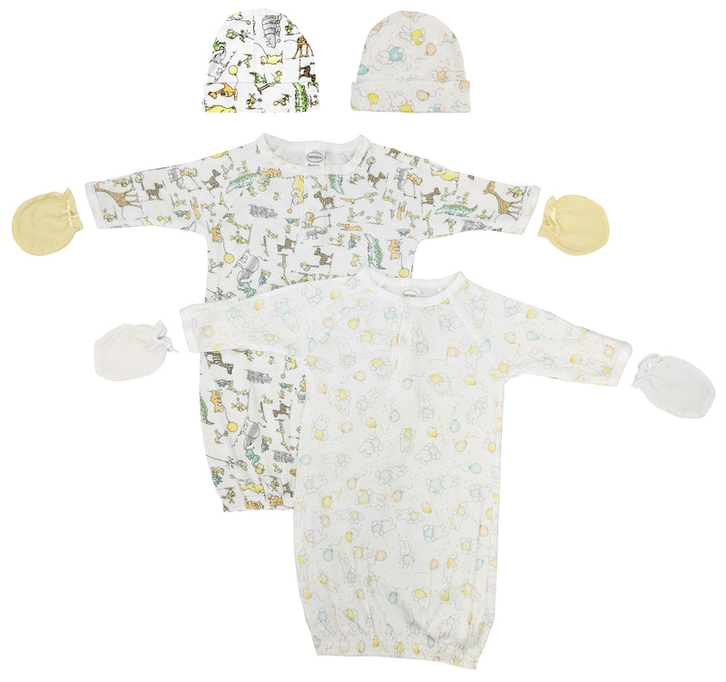 An image displaying Unisex Newborn Baby 6 Piece Gown Set by Bambini