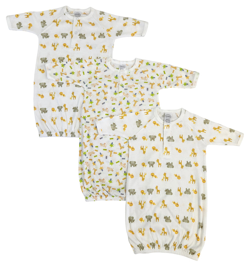 An image displaying Unisex Newborn Baby 3 Piece Gown Set by Bambini